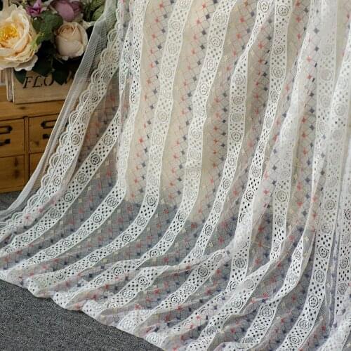 Two-Color Hollow Lace Clothing Fabric Soft Gauze Mesh Cloth Hanfu Skirt Garment Fabric Handmade Diy Cloth
