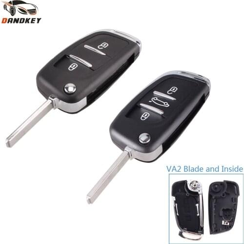 Dandkey Modified Flip Folding Replacement Car Key Case For Citroen C2 C3 C4 C5 C6 C8 CE0536 2/3 Button Key Case FOB Key Shell