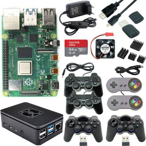 Raspberry Pi 4 2GB 4GB RAM Game kit with USB Gamepad Joystick Acrylic Case SD Card Power Supply for Raspberry Pi 4 Model B Pi 4B