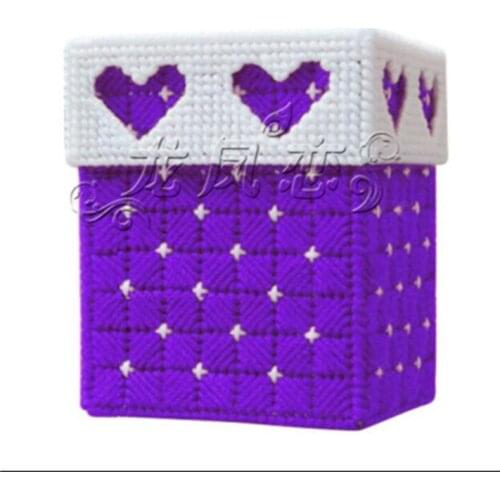 12x12x14cm Heart-shaped carton storage tissue box embroidery kit DIY handmade craft set Crocheting knitting needlework supplies