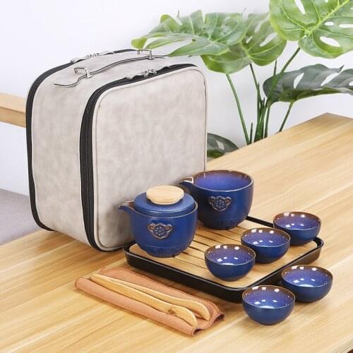 Chinese Tea Travel Tea Set Kung Fu Teaset Ceramic Portable Teapot Tea Cans Drinking Tea Tools Outdoor Drinking Cup Coffee Pot