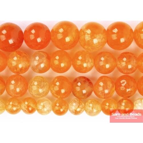 Natural Stone Orange Dragon Veins Cracked Agates Round Loose Beads 6 8 10 12MM Pick Size For Jewelry Making OVB01
