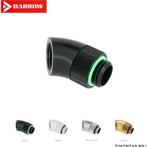Barrow Black White Silver G1/4'' thread 45 degree Rotary Fitting Adapter Rotating 45 degrees water cooling Adaptors TWT45-B01