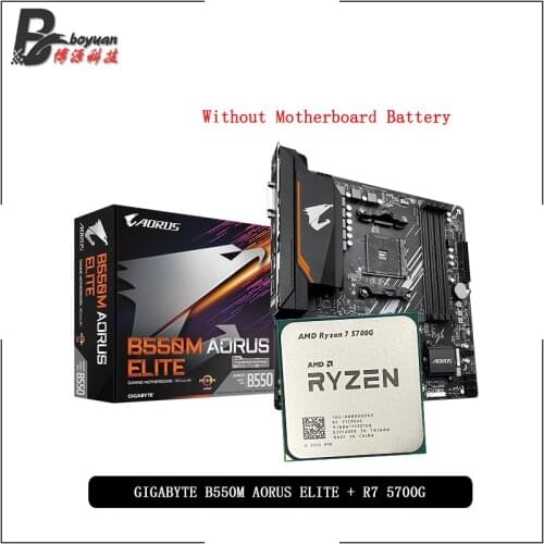AMD Ryzen 7 5700G R7 5700G CPU + GA B550M AORUS ELITE Motherboard Suit Socket AM4 All new but without cooler