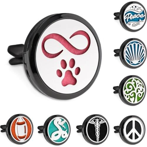 New Arrival Snake Peace Black 30mm Magnet Open Essential Oil Car Vent Clip Perfume Diffuser Locket Free 10 Pads