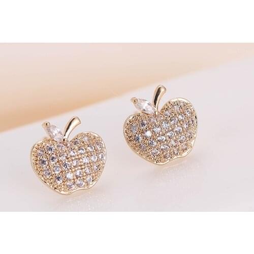 DE178 Fashion Exquisite Elegant 4A Zircon Fruit Apple Ear Stud GIRLS Gift Party Banquet WOMENS Jewelry Earrings 2021