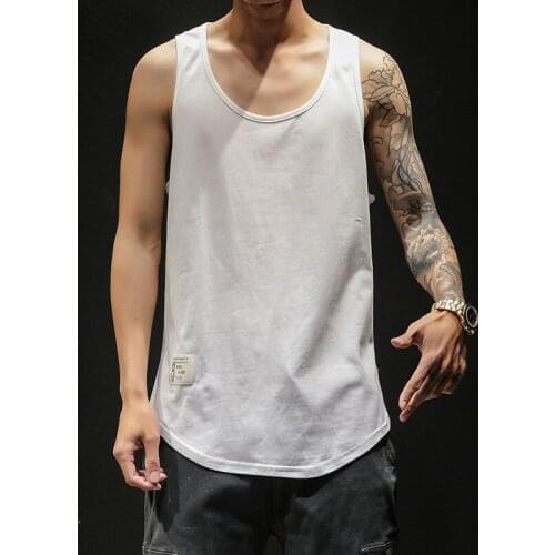 Men Summer Plus Size Loose Vest Cotton Solid Tank Tops Workout Gym Clothing Fashion Vintage Sleeveless Tees O-Neck 47-115kg