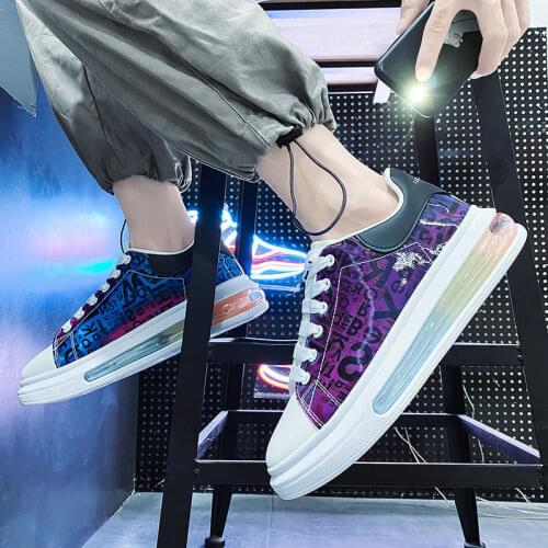 Men Shoes Air Cushion Sneakers Hip Hop Leather Platform Casual Flats Zapatillas Hombre Shoes 35-44 Size