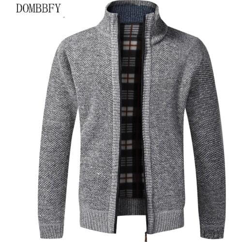Mens Autumn Winter Sweater Casual Slim Fit Faux Fur Wool Fleece Jackets Men Zipper Knitted Thick Coat Cardigan Warm Sweatercoat