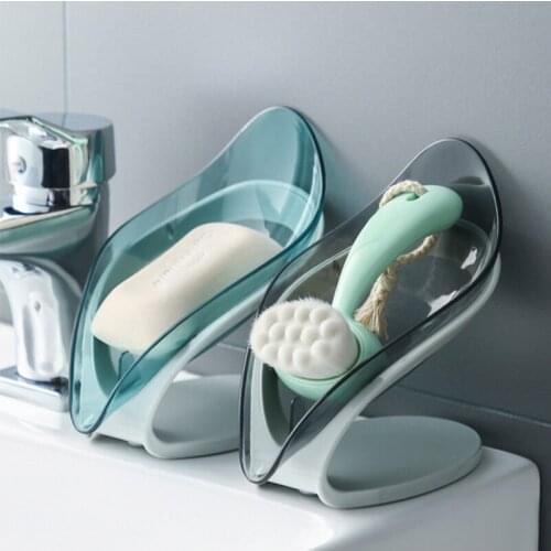 Soap Dish Leaf Shape Drain Soap Rack Free Punch Suction Cup Personality Cute Household Shelf Bathroom Bathroom Storage Holder