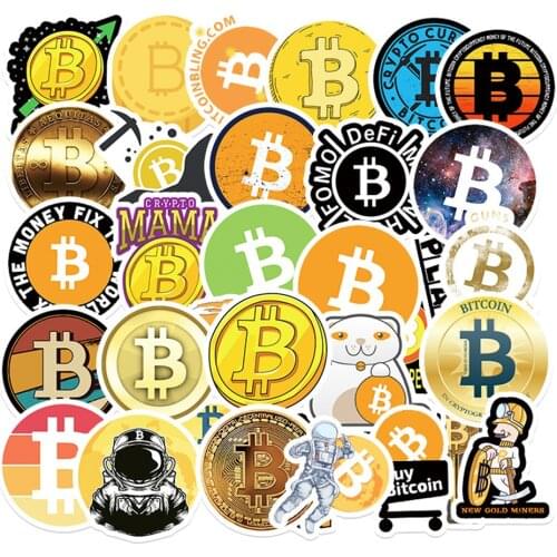 10/30/50PCS Bitcoin Graffiti Stickers Personalized DIY Skateboard Laptop Skateboard Helmet Car Trunk Sticker Wholesale
