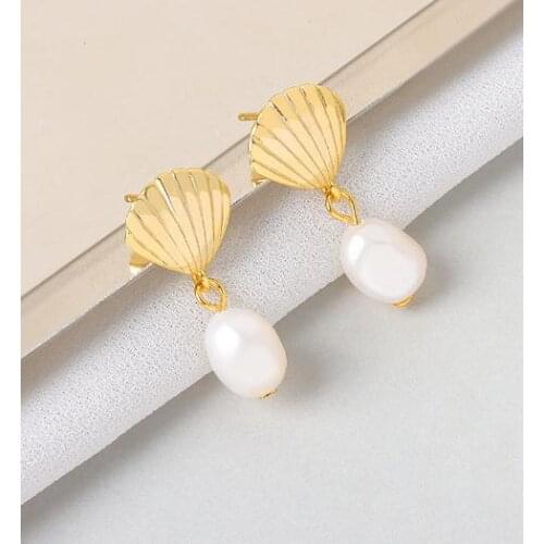 New Arrival Favorite Pearl Earring White Freshwater Pearl Charming Gold Shell S925 Silver Fine Jewelry Birthday Party Lady Gift