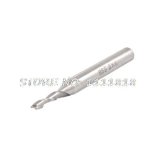 Hardware Milling Tool 2 Flutes 2F HHS End Mill 3mm x 6mm x 20mm x 58mm