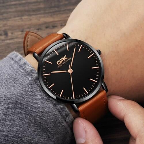 OPK Mens Watch Top Brand Minimalist Fashion Business Caual Classic Leather Band Wristwatch Gifts for Men