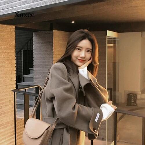 Autumn Winter Cashmere Long Coat Womens Korean Leisure Cotton Padded Fashion Elegant Woolen High-End Windbreaker Woolen Coats