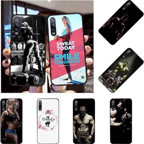 PENGHUWAN Bodybuilding Gym Fitness Black TPU Soft Rubber Phone Cover for Huawei P30 P20 P10 P9 P8 Mate 20 10 Pro Lite