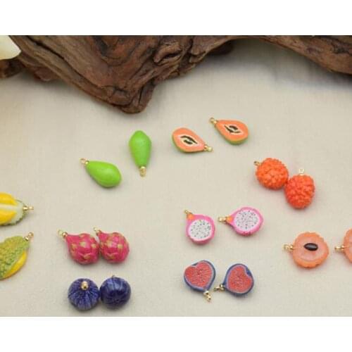 3D Resin Simulation Fruits Durian Papaya Charms Pendant 10pcs/lot For DIY Fashion Drop Earrings Making Finding Accessories
