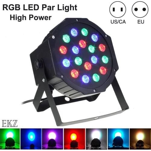 Professional Stage Lights 18X3W RGB Par LED DMX512 Master Slave Flat Projector Lamp For DJ Disco KTV Bar Party Lighting