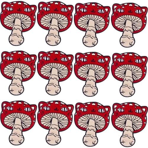 Pulaqi 10PCS Cute Mushroom Patch Hippie Wholesale Patches Iron On Patches For Clothing Punk Wholesale Dropship Custom Patch