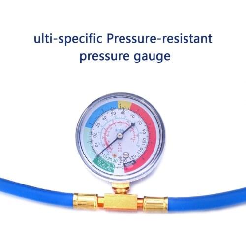 R134A Air Conditioning Pipe Refrigerant Addition Tube with 250PSI Cooling Pressure Gauge Refrigerant Recharge Hose Repair Tool
