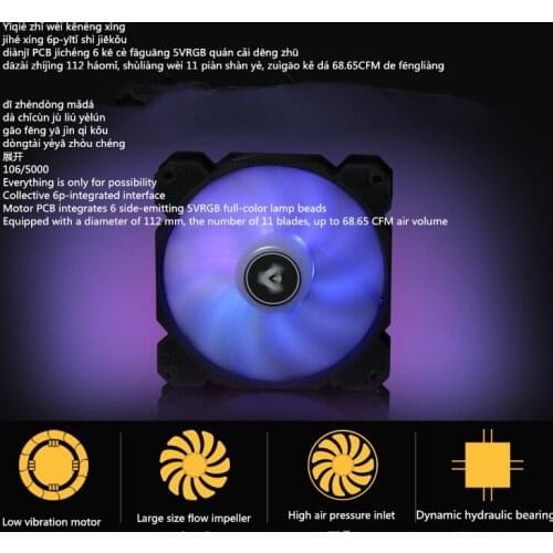RGB colorful lighting speed integrated fan hydraulic bearing PWM speed regulation BF04-PR