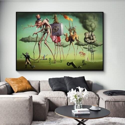 Salvador Dali The American Dream By By Wall Art Canvas Paintings Famous Artwork Reproductions Wall Picture for Living Room Decor