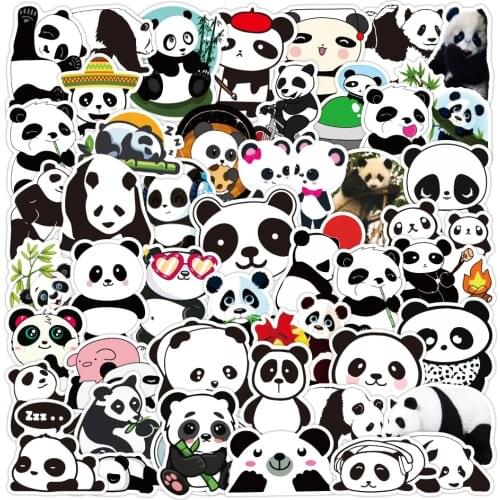 50PCS Cute Panda Sticker Gifts Toy For Kids Cartoon Animal Decal Stickers to Laptop Stationery Fridge Suitcase Luggage Guitar