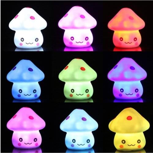 LED Mushroom Night Lights Color Changing Cute Mushroom Roomlight for Home Baby Kids Room Sleeping Night Light Lamp Bedroom