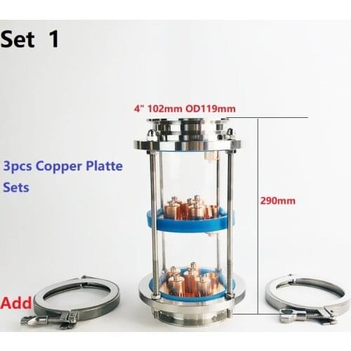 3 Floors 4" Distillation Lens Column With Copper Platte Sets,Tri-Clamp Sight Glass Union Stainless Steel 304