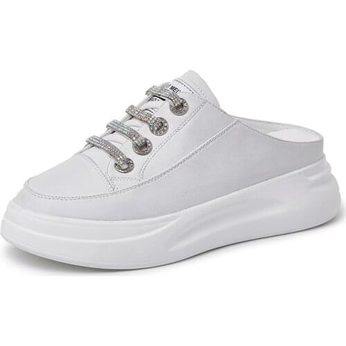 Fashion Genuine Leather Slip-on White Shoes For Women Female Ladies Breathable Comfortable Height Increase Womens Casual Shoes