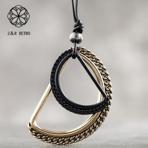 Vintage Decorative Necklace Geometric Suspension Unusual Thing Pendants Costume Jewelry for Women Long Chains Free Shipping