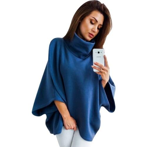 Turtleneck Pullover Woman Hoodies Flare Sleeve Solid Sweatshirts Autumn Casual Tops Plus Size Women Sweatershirt A0