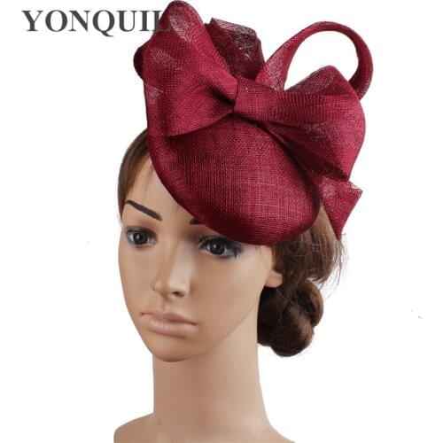 High Quality 4-Layer Sinamay White Bow Hair Fascinator Accessories Elegant Women Wedding Fedora Hats Formal Cocktail Headpiece