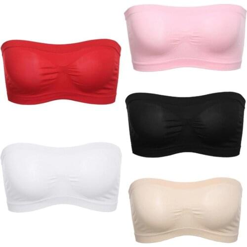Women Solid Color Stretch Seamless Strapless Anti-slip Tube Top Bra Underwear бюстгальтеры для женщин 2021