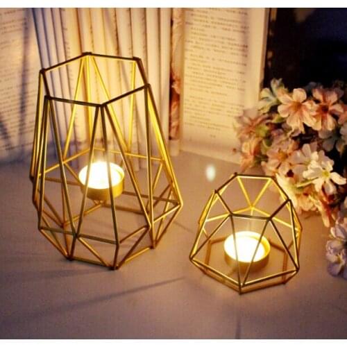 Golden Iron Candlestick Nordic Style Geometric Candle Holders Home Bedroom Decoration Wedding Props
