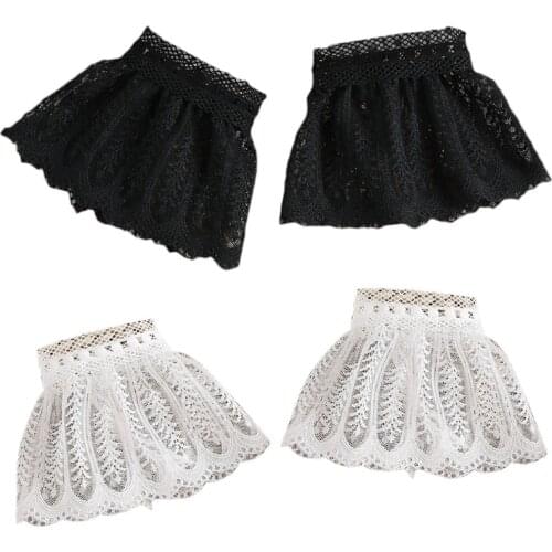 1 Pair Detachable Shirt Fake Sleeve Cuffs Fashion Hollow Pleated Horn Cuff Layered Lace Cuff False Sleeves Sunscreen