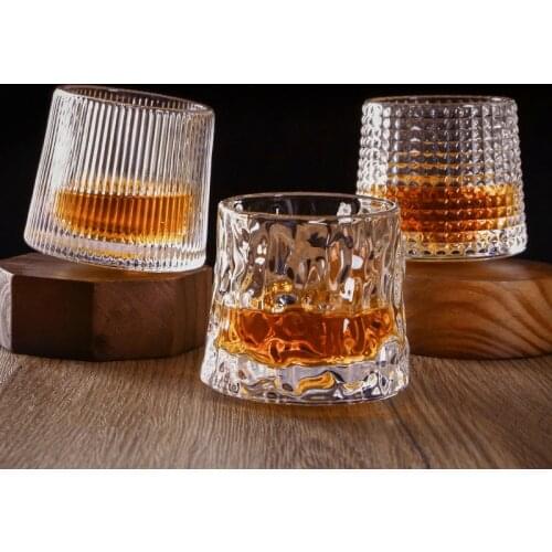 1PCS/3PCS Thickened Rotating Crystal Glass Wine Glasses Ins Style Nordic Whisky Cup Creative Drinking Vodka Cups Home Juice Mug