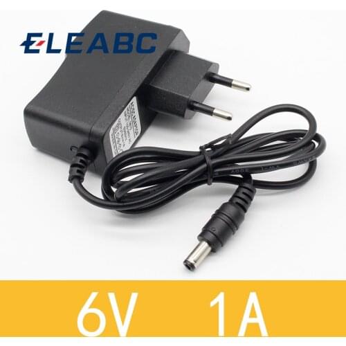 1PCS 6V1A New AC 100V-240V Converter Adapter DC 6V 1A 1000mA Power Supply EU Plug DC 5.5mm x 2.1mm
