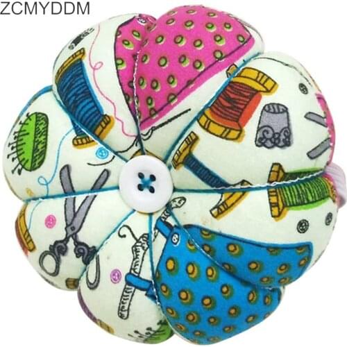 ZCMYDDM 1PC Pumpkin Shape Sewing Pin Cushion Cotton Fabric Button Wrist Strap for Holder Patchwork DIY Sewing Tools