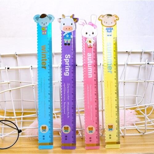 15cm Pupil Creative Cartoon Animal ruler Wavy Line Cute Student Plastic Ruler Kids Gifts School Office Supplies