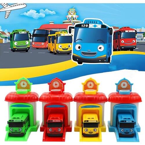4pcs/Set Garage Car Child Toy Cartoon Kids Miniature Bus Mini Taxi Model Cars Plastic Baby Garage Toys Educational Kids Gifts