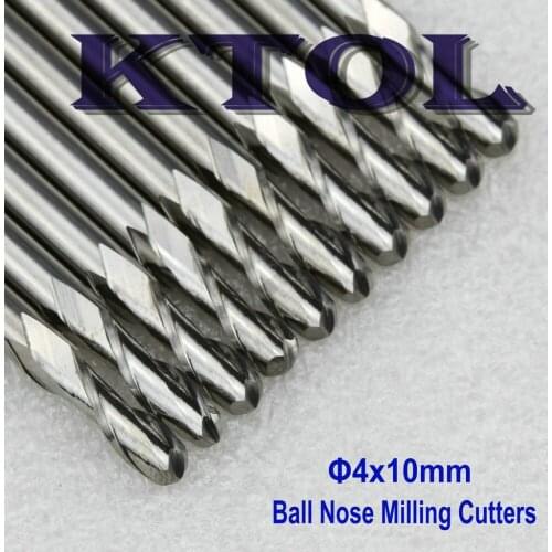 4X10mm- NEW 2 Flute Ball Nose End Mills, High Finishing Solid Carbide CNC Router Bits BIG Promotion Free Shipping