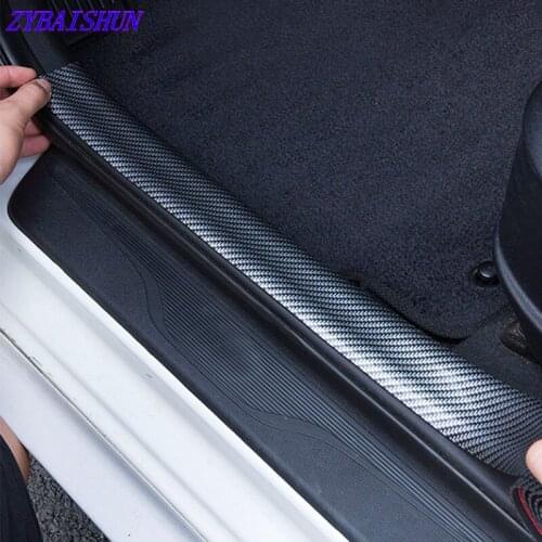 Car Sticker Rubber Styling 5D Carbon Fiber Door Sill Protector Cover Bumper Sticker Auto Accessories For Mitsubishi Subaru Mini