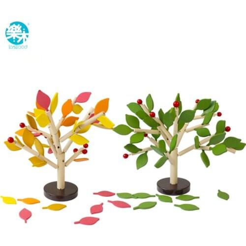 Wooden baby toys Wood building chopping block model building children early learning educational table tree toy game