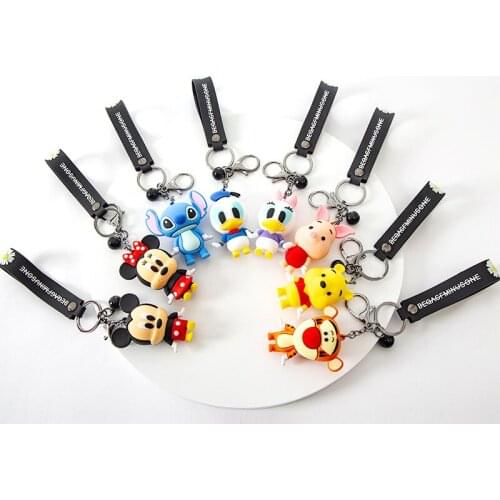Disney Creative Dicheni Keychain Cartoon Minnie Stitch Tigger Keychain Donald Duck Cars Bags Pendant Wholesale Keyring