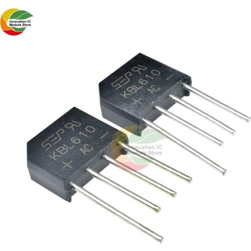 5PCS Diy Electronic KBL610 1000V 6A Diode Bridge Rectifier Single Phase Bridge Rectifier KBL-610 High Temperature Soldering