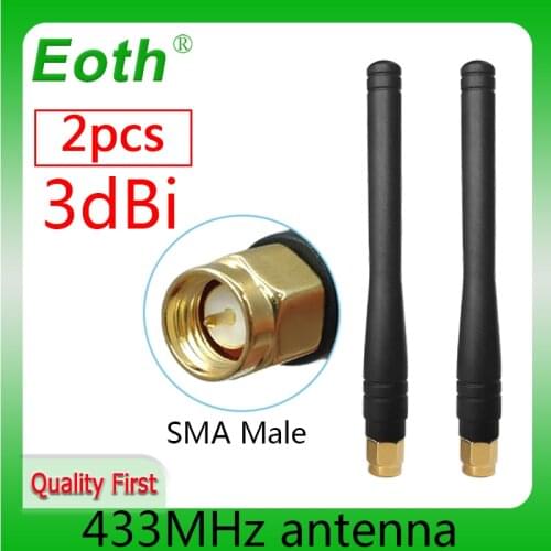 2pcs 433MHz antenna 3dBi SMA Male Connector antenne 433 mhz directional antena wireless Lorawan antennas watermeter 433m