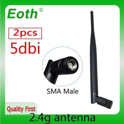 2pcs 2.4Ghz Antenna 5dbi SMA Male Connector Wifi antenna 2.4G antenne wi fi antenas Omni-Directional Wireless Router Antenna