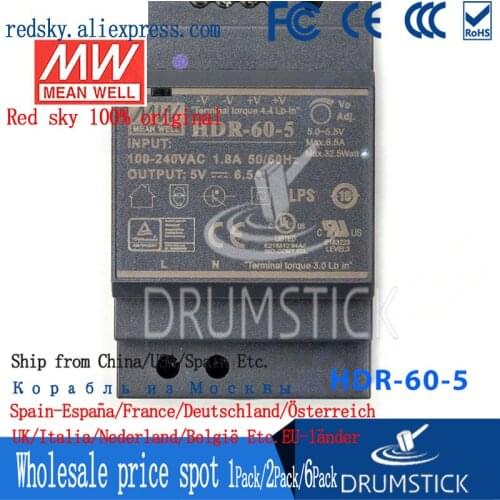 Ankang MEAN WELL HDR-60-5 5V 6.5A meanwell HDR-60 32.5W Single Output Industrial DIN Rail Power Supply