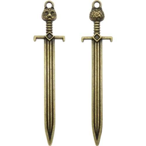 Julie Wang 5pcs Antique Bronze Silver Color Sword Charms Alloy Cat Pendant Craft DIY Supplies Necklace Earrings Jewelry Making